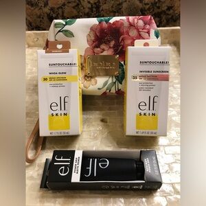 (3) NWT e.l.f. skincare products & BEBE Makeup Wristlet Bag - Lot of 4 items